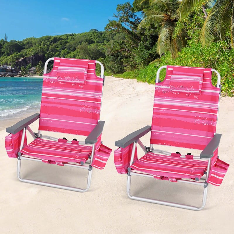 Costway 4-Pack Folding Backpack Beach Chair 5-Position Outdoor - See Details