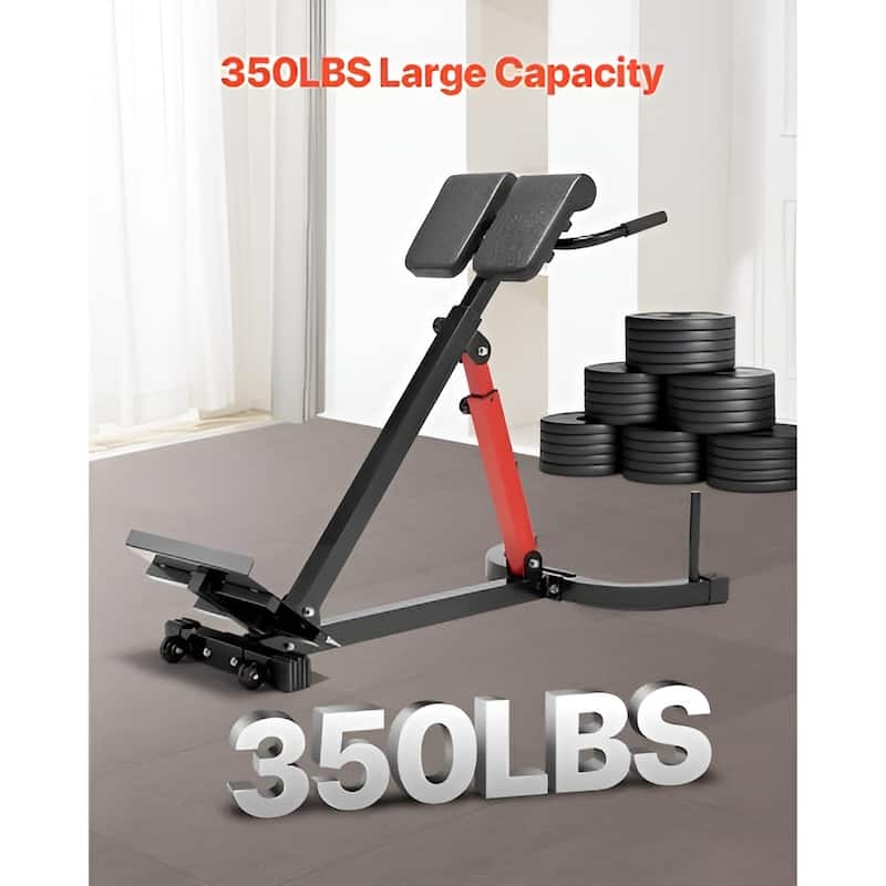 Adjustable Roman Chair – 350 lbs Capacity, Carbon Steel Frame - 48.4" x 16.3" x 52'