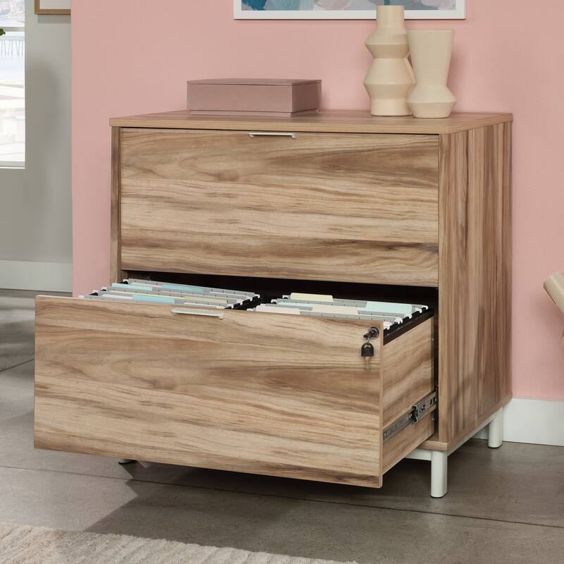 Brown 2-Drawer Lateral File Cabinet with Lock Ready-to-Use for Home Office