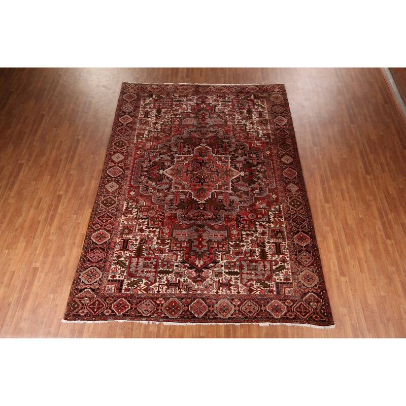 Blue Heriz Vintage Persian Area Rug Handmade Wool Carpet - 9'3" x 12'10"