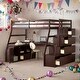 preview thumbnail 15 of 41, Twin Size Playhouse Loft Bed with 7 Drawers 2 Shelves and Desk, White Espresso