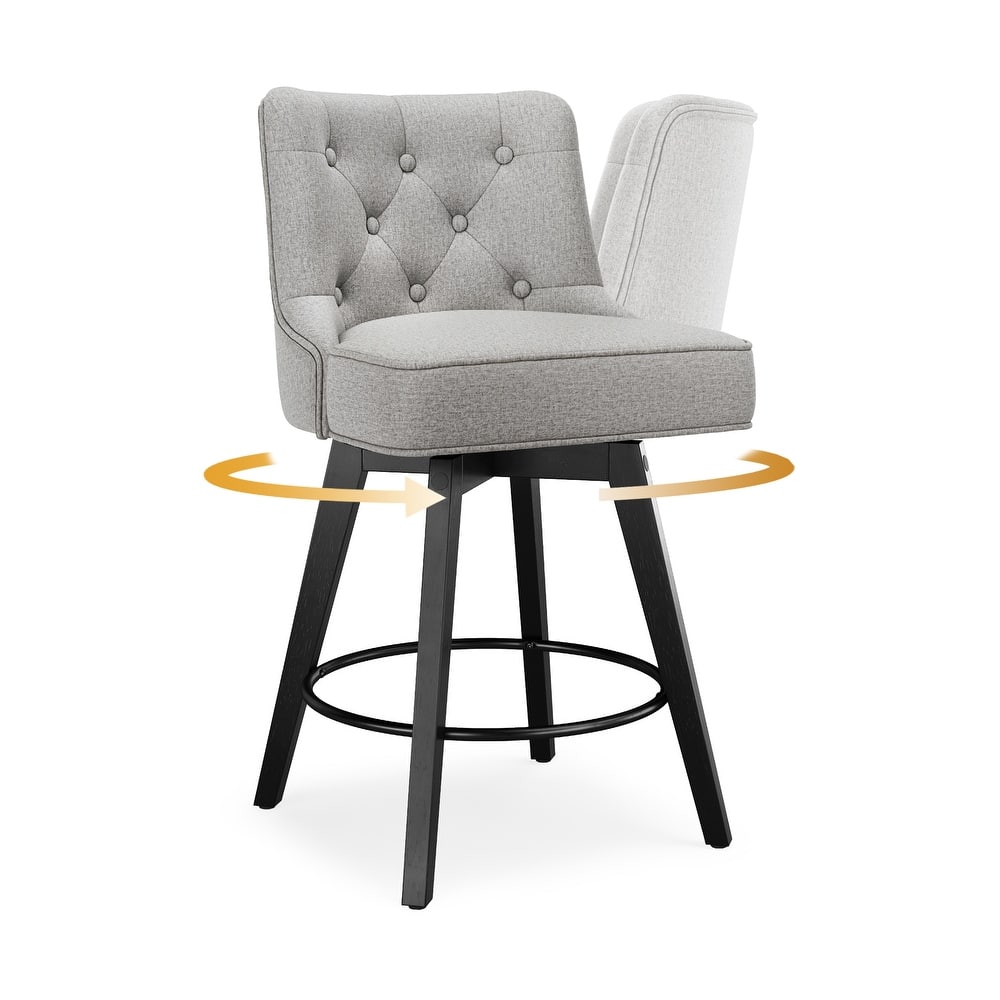 Modern 26 in. Counter Height Barstool Upholstered Fabric/Faux Leather Swivel Bar Stools with Back