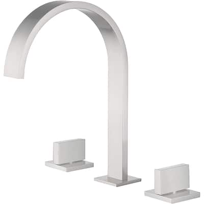 Brushed Nickel Two handles 3 holes Waterfall bathroom Sink Faucet with brass pop up overflow Drain