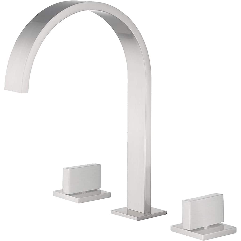 Brushed Nickel Two handles 3 holes Waterfall bathroom Sink Faucet with brass pop up overflow Drain