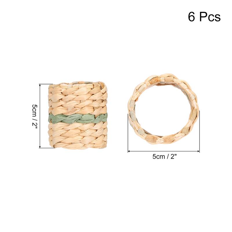 6pcs Rattan Napkin Rings Woven Cattail Napkin Ring for Dining 2"x2"