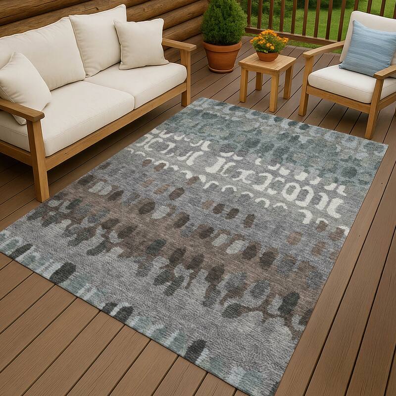 Machine Washable Indoor/ Outdoor Modern Trezze Chantille Rug