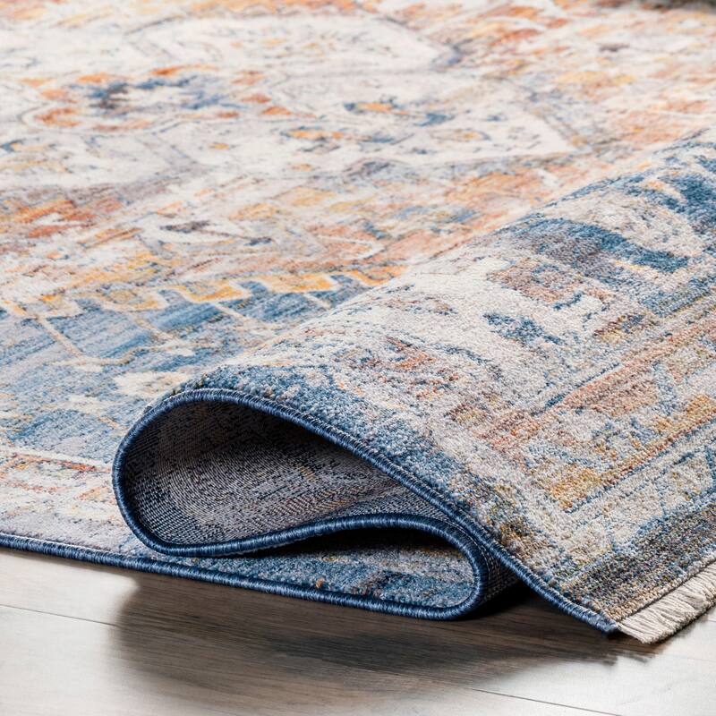 Nuloom Addison Transitional Faded Medallion Fringe Area Rug