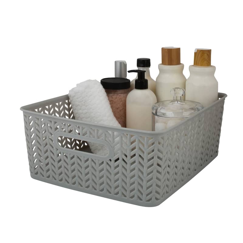 Simplify 2 Pack Medium Herringbone Storage Basket