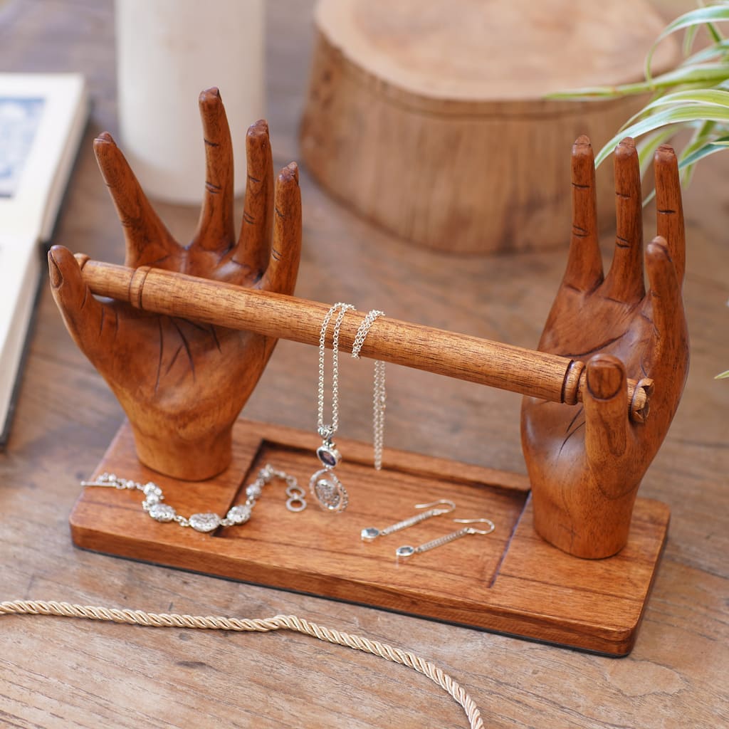 Novica Handmade Holding Memories Wood Jewelry Display