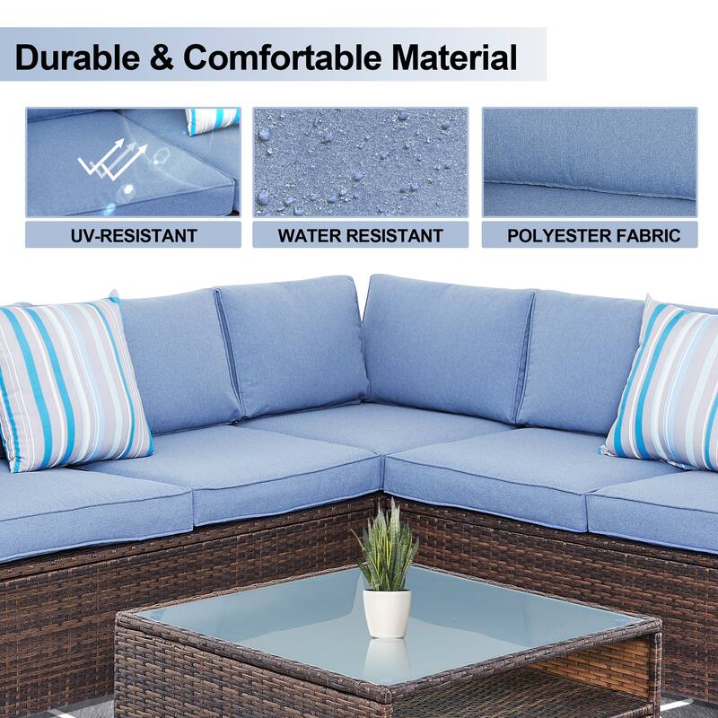 Tappio 4-Piece Outdoor Wicker Sectional Sofa Set with Waterproof Cover