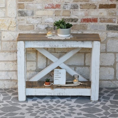 The Gray Barn Clovelly White Combo X-back Console Table