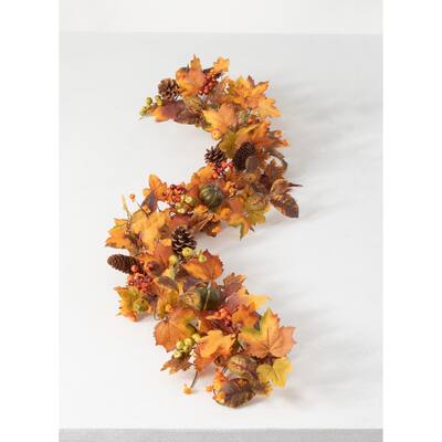 Sullivans 5' Pumpkin & Berry Artificial Garland 60"L Orange - 5'L x 7"W x 4.5"H