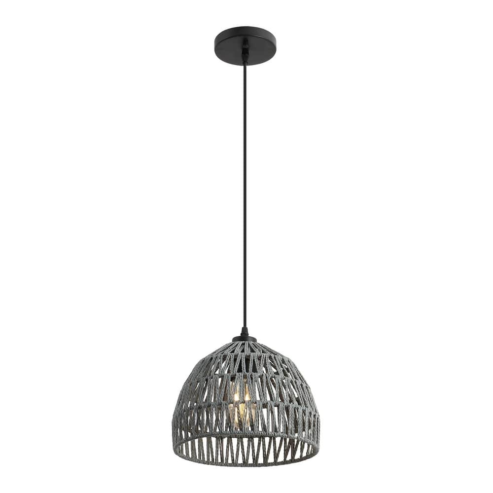 JONATHAN Y Jigu 1-Light Woven Rattan/Iron LED Pendant