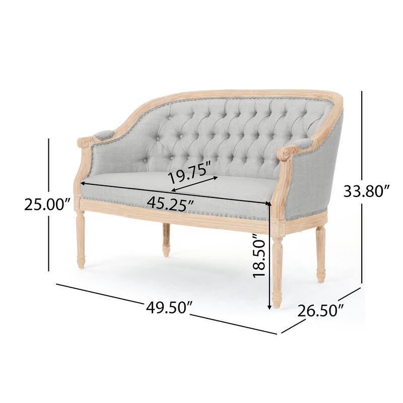 Light Gray Loveseat Sofa Couch Accent Sofa Couch with Scrolled Armrests