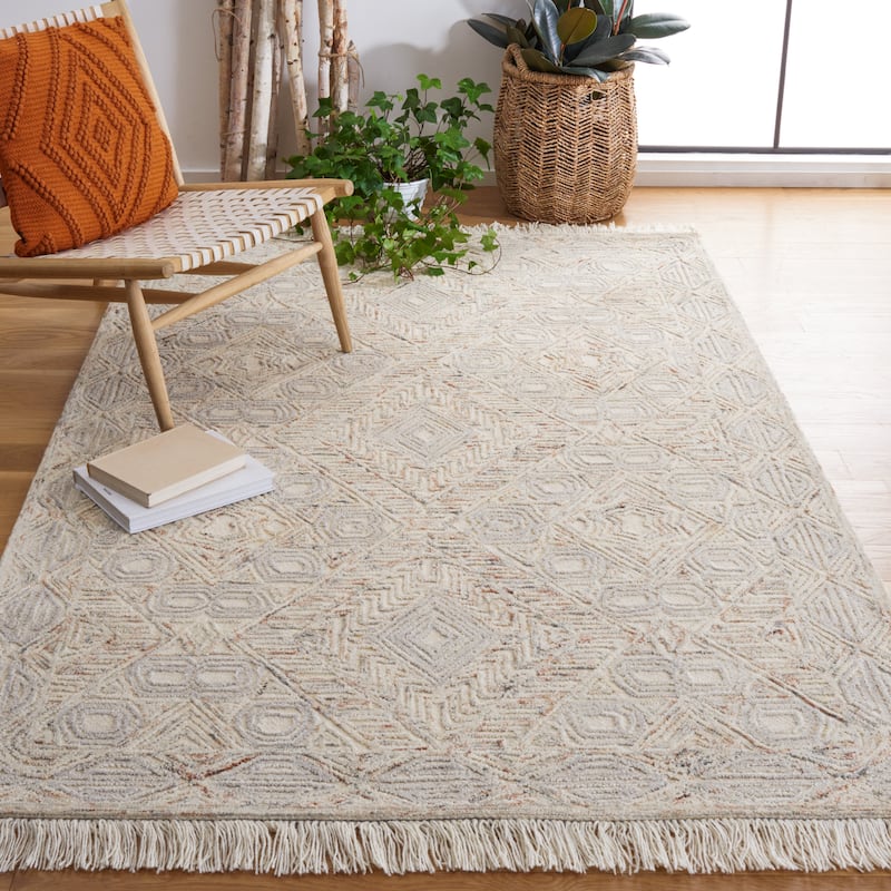 SAFAVIEH Handmade Ikat Raimunde Wool Rug - 3' x 5' - Ivory/Grey