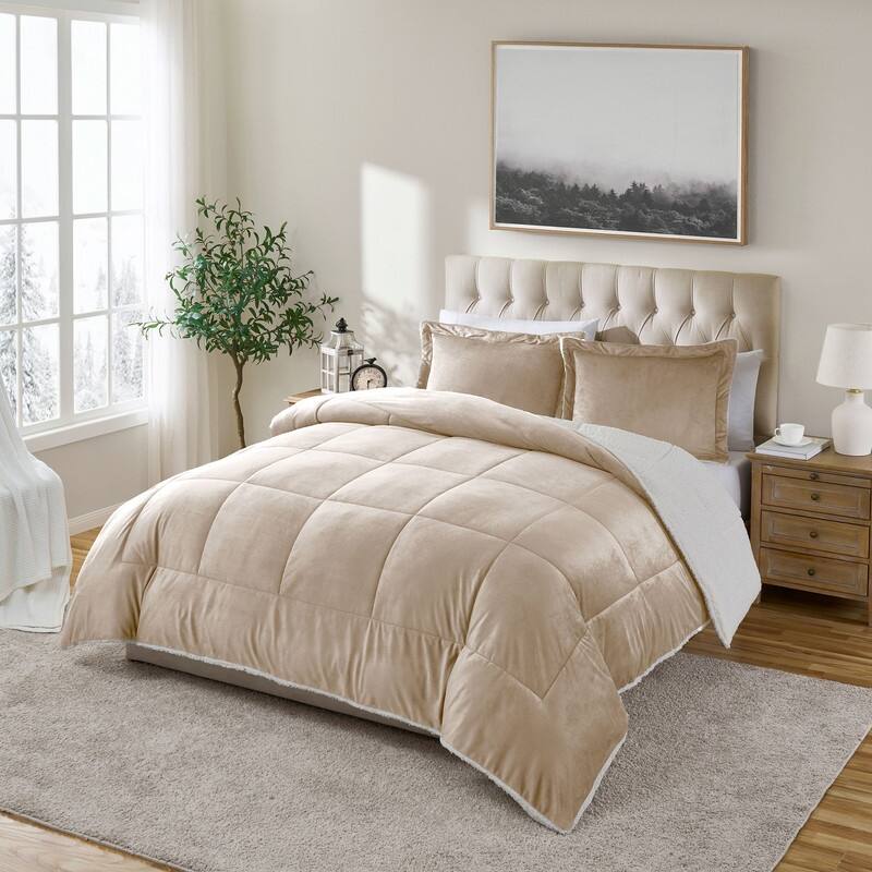 Swift Home Reversible Micromink and Sherpa Down Alternative Bedding Comforter Set