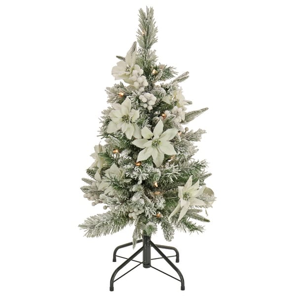 slide 2 of 3, National Tree Company 3 ft. Frosted Colonial Fir Slim Tree with Clear Lights - 3 Foot