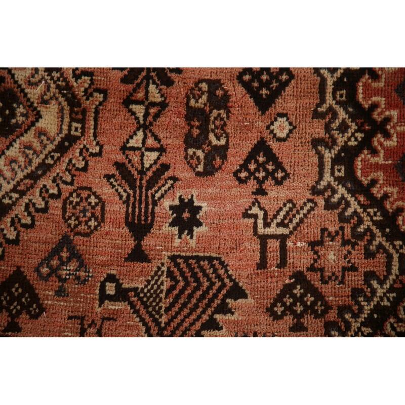 Tribal Shiraz Persian Vintage Area Rug Hand-Knotted Wool Carpet - 5'4"x 8'4"