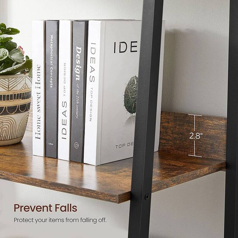 Ladder Shelf, 5-Tier Bookshelf, Freestanding Storage Shelves, for Home Office, Living Room Bedroom Kitchen, Steel Frame