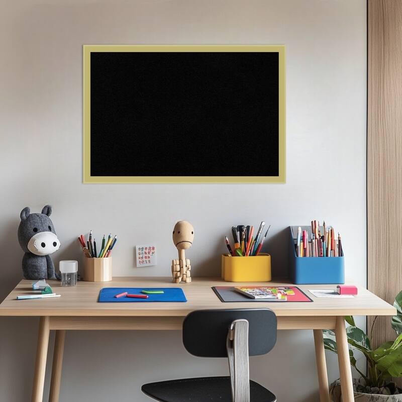 Incline Light Gold Wood Framed Cork Board - Bulletin Board, Organization Board, Pin Board