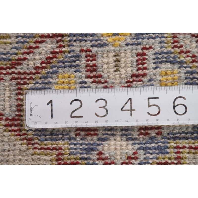 Geometric Kazak Oriental Rug Hand-Knotted Wool Carpet - 2'6"x 5'11"