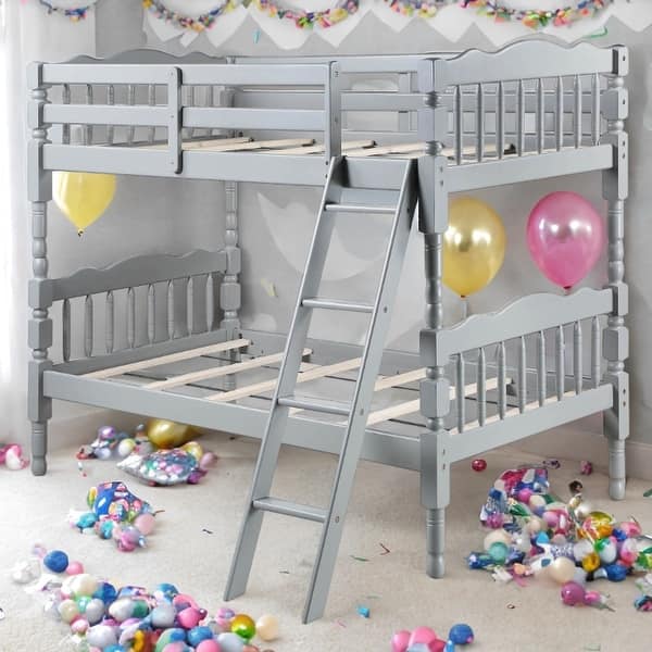 slide 2 of 10, Classic Rectangular Design Twin over Twin Bunk Bed-Blue Blue
