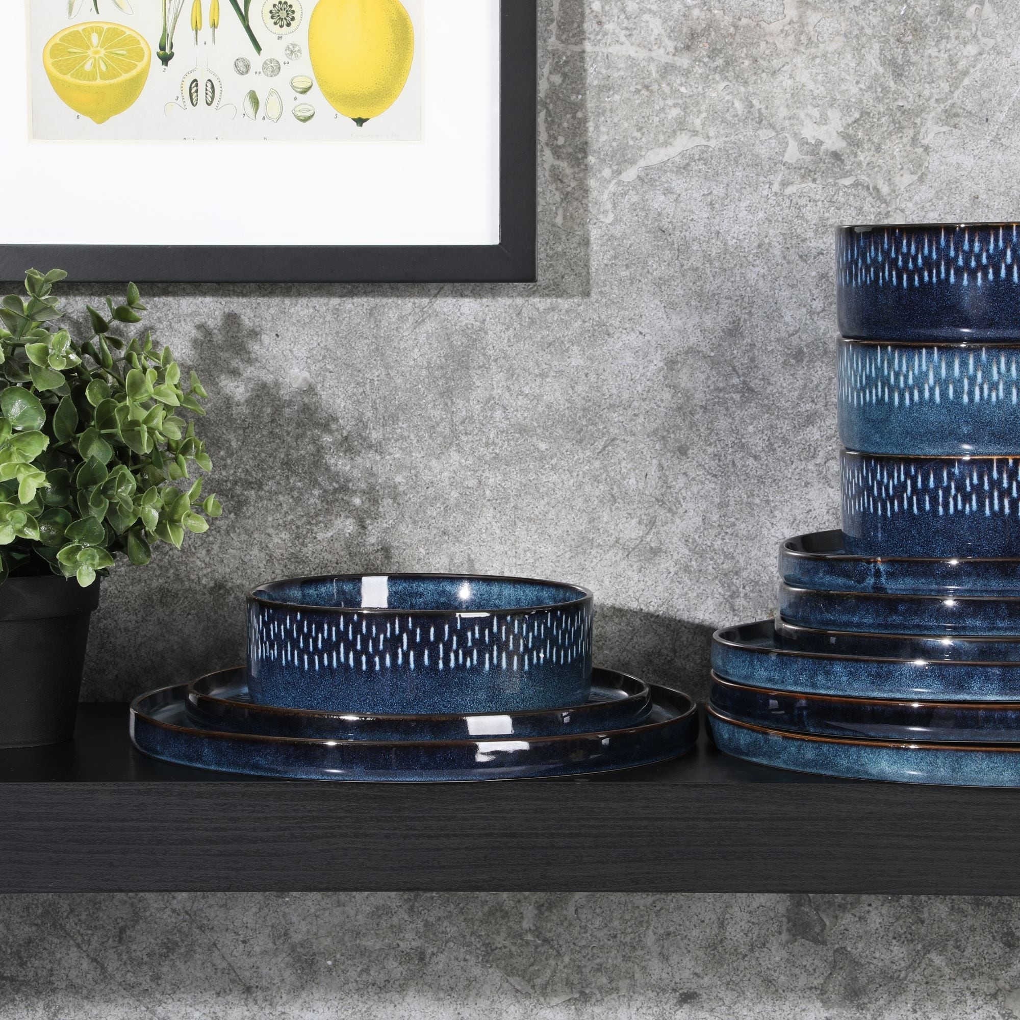 Gibson Elite Matisse Moderna 12-Piece Reactive Glaze Stoneware