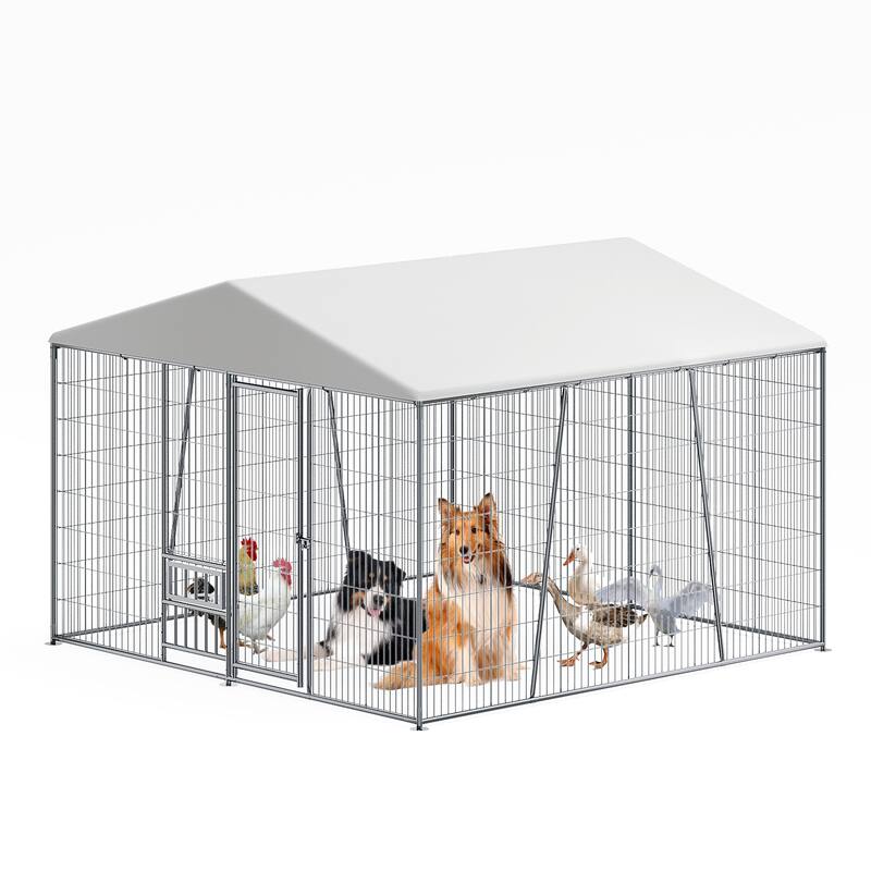 GDF Studio - Ironhaven Pro Outdoor Dog Kennel with Feeding Station