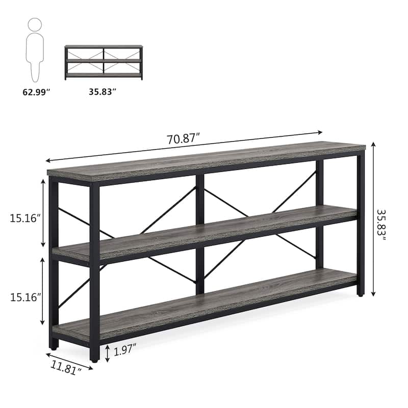 Extra Long Sofa Console Table with Storage for Entryway