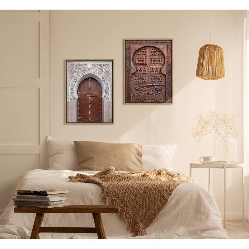 Kate and Laurel Sylvie Morocco Marrakech Door II Framed Canvas by Golie