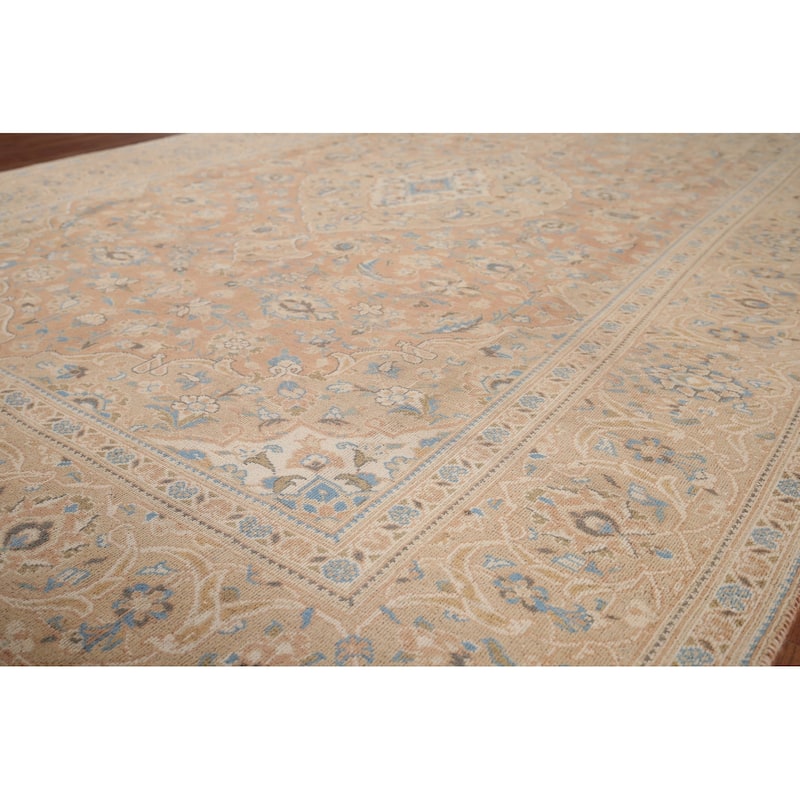 Traditional Mashad Vintage Persian Area Rug Handmade Wool Carpet - 7'0" x 9'10"