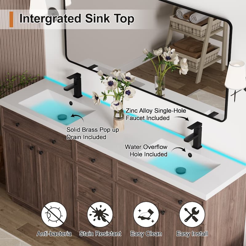 36"/48"/60"/72" Bathroom Vanity Set with Sink & Faucet
