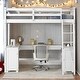 preview thumbnail 2 of 7, Wood Twin Size Loft Bed with Drawers and Storage Shelves, Children Bed Frame with U-Shaped Desk for Bedroom, White