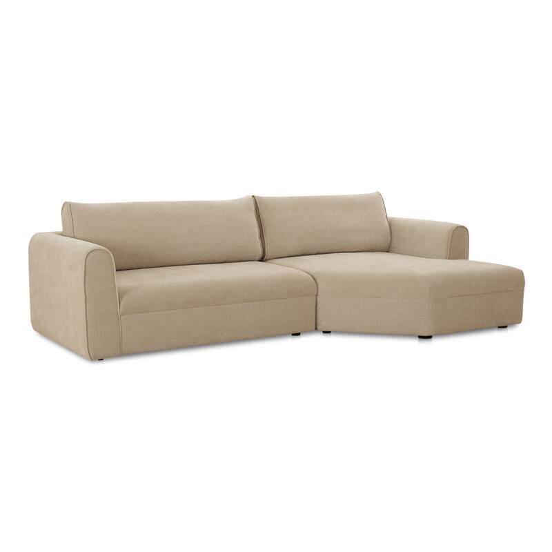 NADAAL STUDIOS Talorin Left-Facing Sectional Sofa, Wide Chaise Seating, Seats 4, Heritage Pink Chenille Fabric