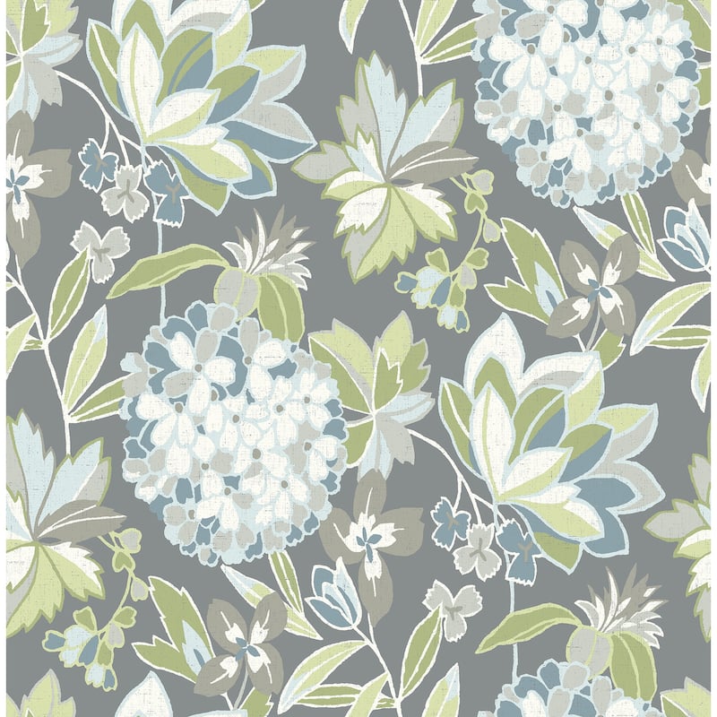 A-Street Prints Valdivian Aqua Floral Wallpaper