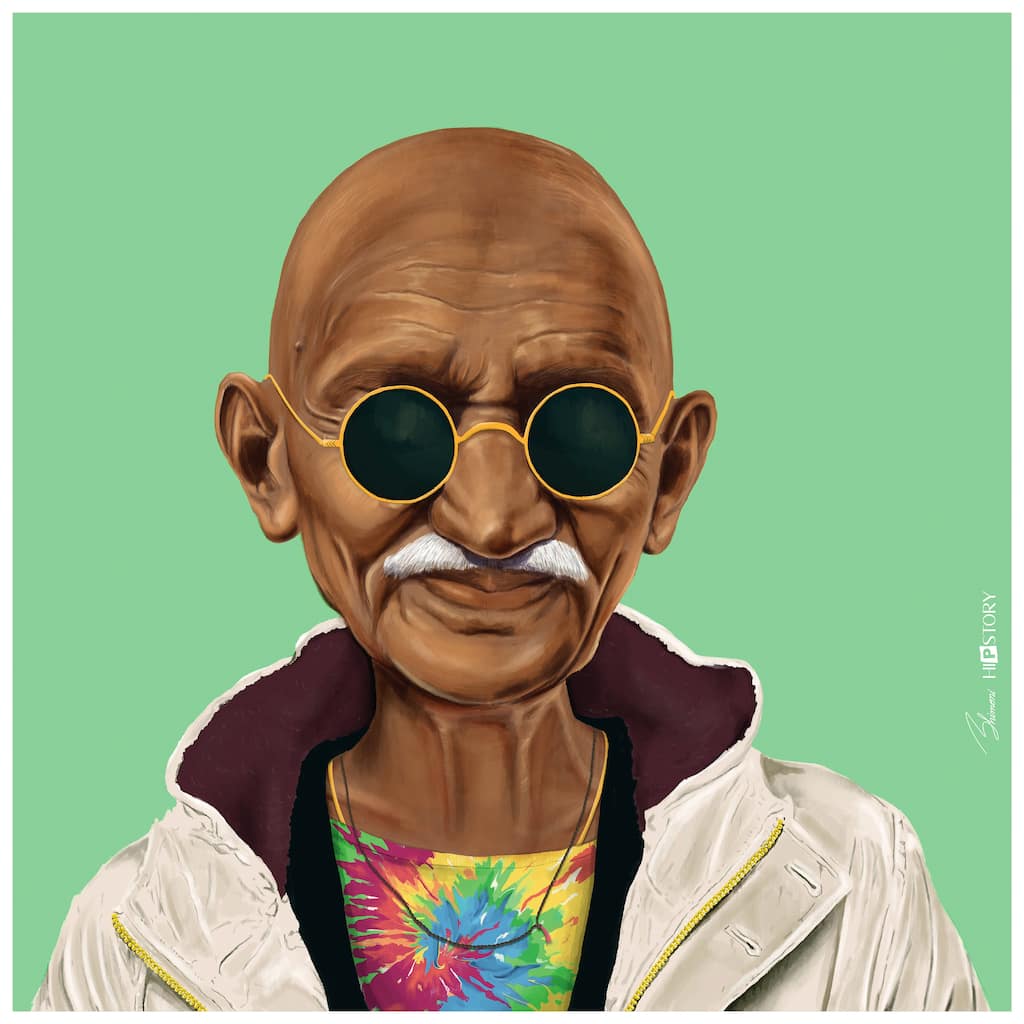 Empire Art Direct Hip Mahatma Gandhi Printed Tempered Glass Wall Art - Multi-Color