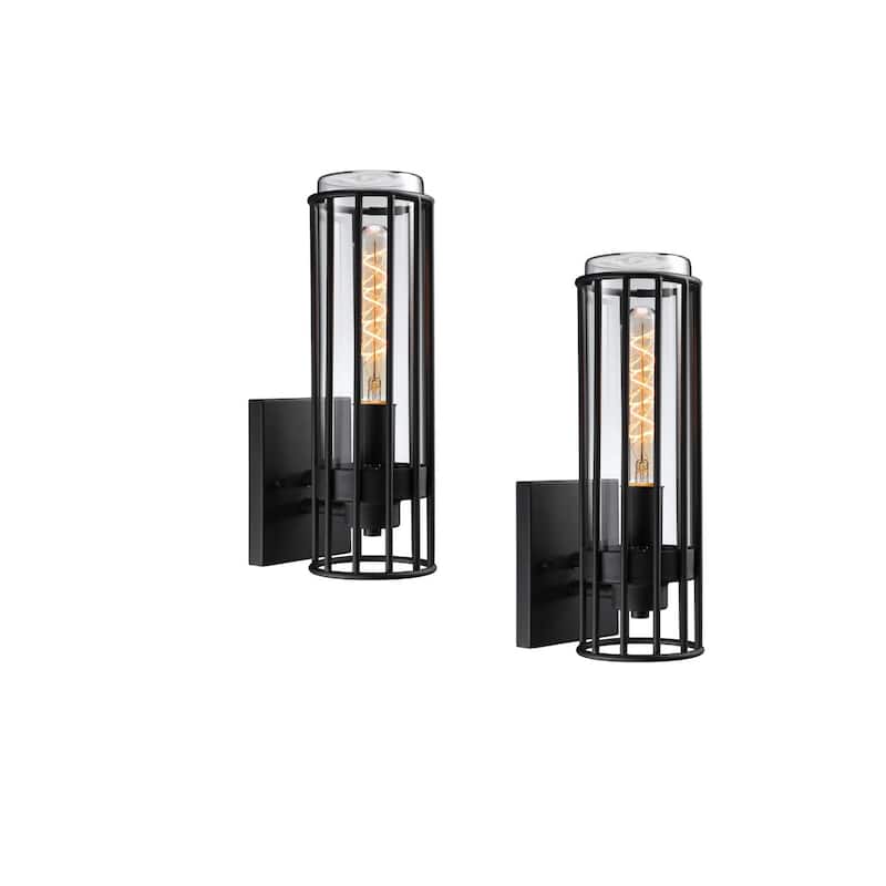 Exterior Wall Sconce, Geometric Style, Max 60W E26 Base, Black - 2pack - 2pack