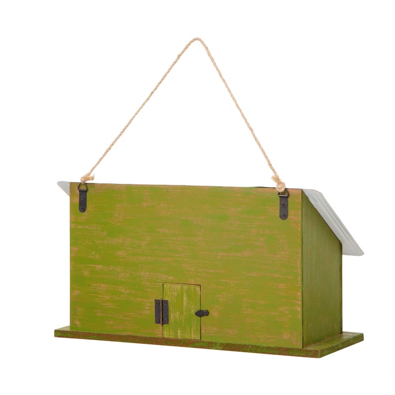 Glitzhome 14"L Distressed Wood/Metal Licence Plates Cottage Birdhouse