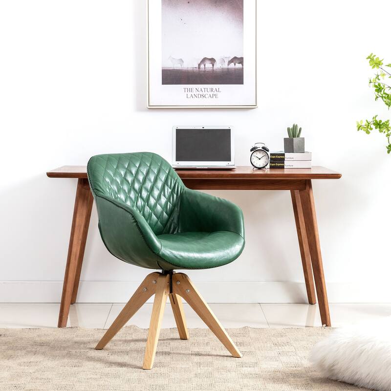 Modern Home Office Swivel Desk Chair Fabric Accent Chair - Green