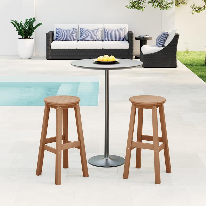 Laguna Hdpe All Weather Outdoor Patio 29" Round Bar Stool (Set Of 2)
