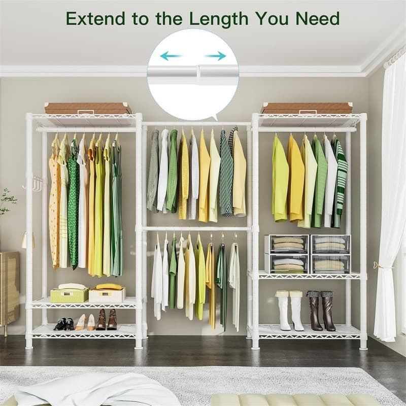 6 Tiers Metal Freestanding Garment Rack - 14"D x 86.6"W x 71.2"H
