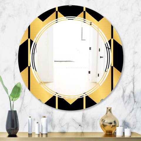 Designart 'Golden Luxury Metallic Geometrics V' Modern Round or Oval Wall Mirror - Triple C