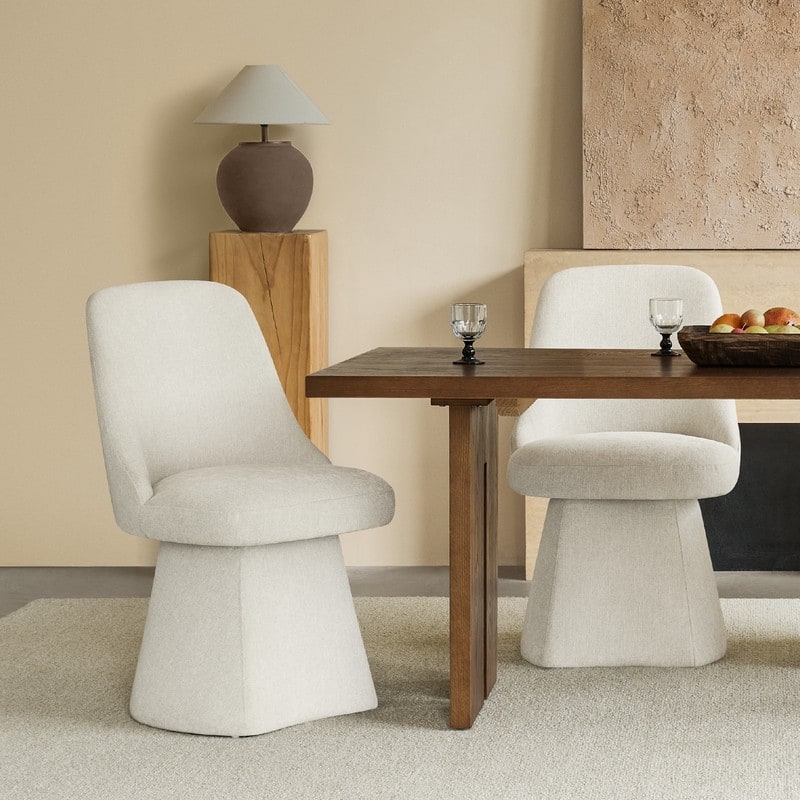 Anna Upholstered Swivel Armless Dining Chair for Kitchen Living Room