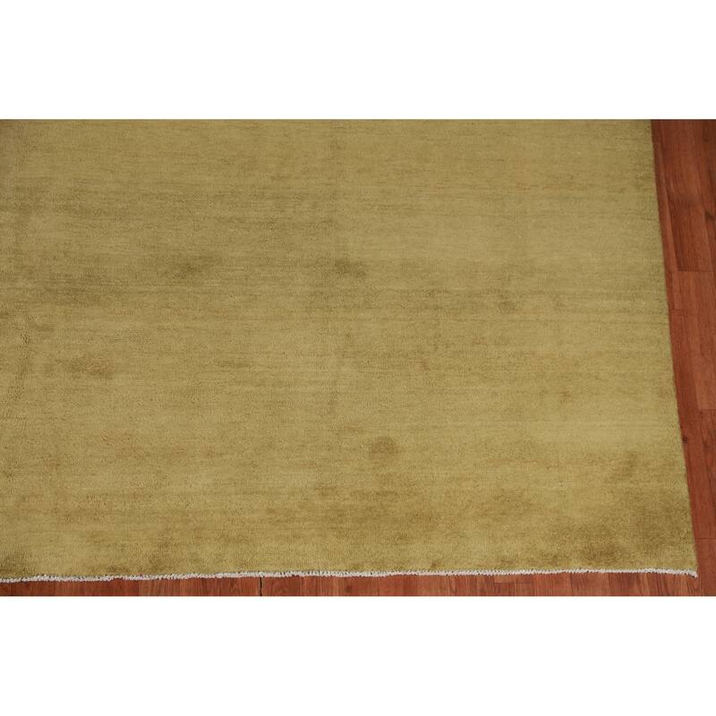 Hand Knotted Oriental 100% Wool Carpet Modern Solid Green Gabbeh Area Rug - 14' 0'' X 9' 11''