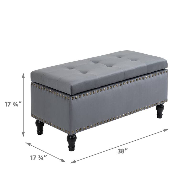 Maypex 38 Inch Soft Velvet Upholstery Storage Bench with Flip Top - 38"