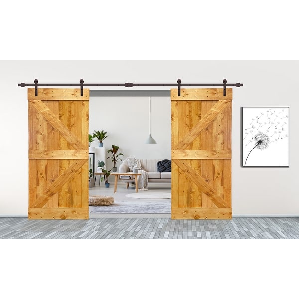 slide 1 of 41, CALHOME Stained K Double DIY Barn Door W/ Hardware Kit Colonial Maple - 72 x 84