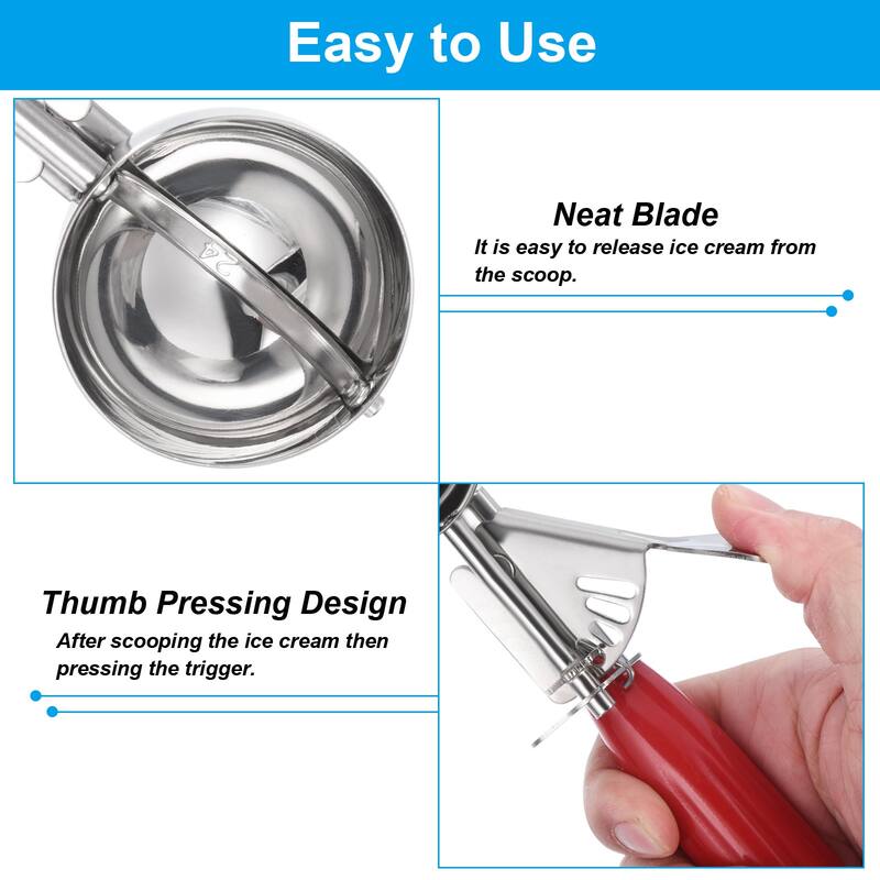 1.3 Ounce Ice Cream Scoop with Trigger, Portion Cookie Scoop, Red