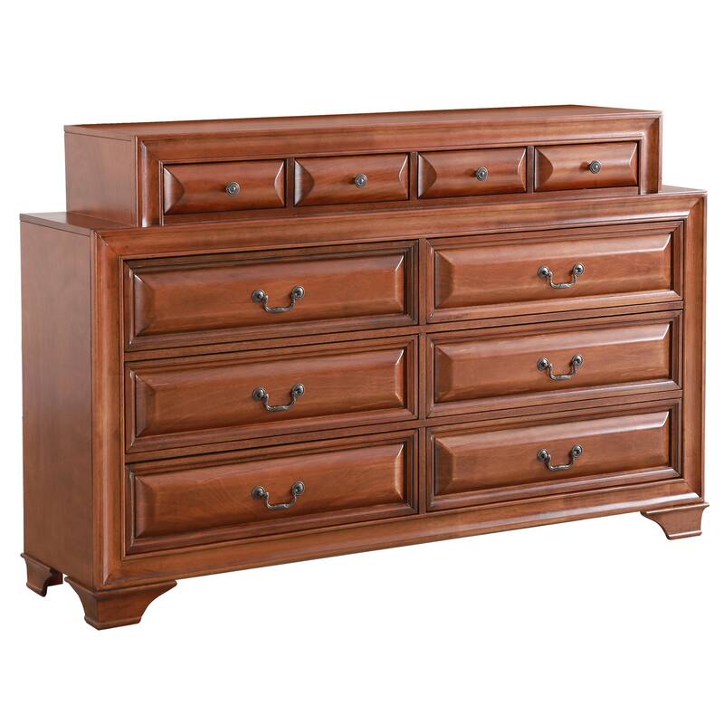 10-Drawer Oak Dresser with Smooth Gliding Drawers, Spacious Storage, and Warm Wood Finish for Classic Bedrooms
