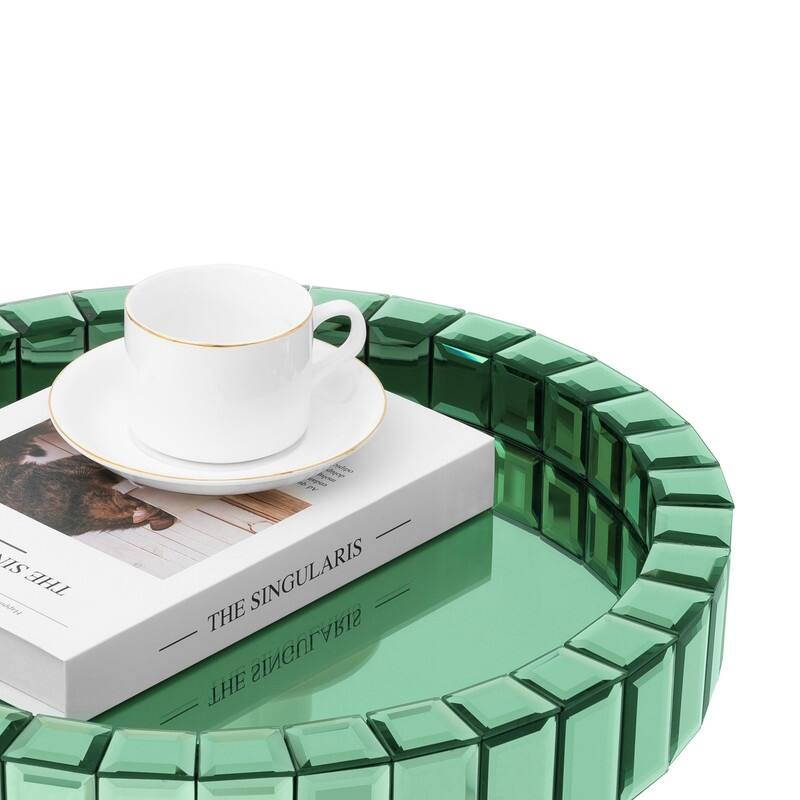 Modern Round Glass End Table with Tray Top