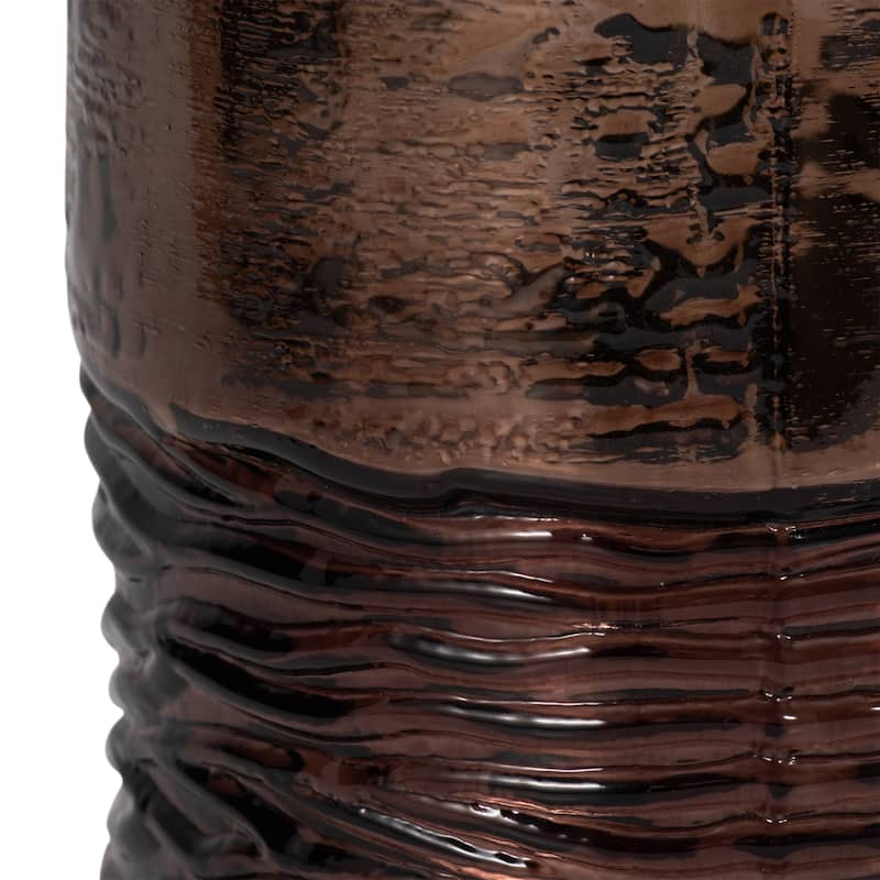 Sagebrook Home Modern Glass Bronze Cylinder Textured Enamel Vase